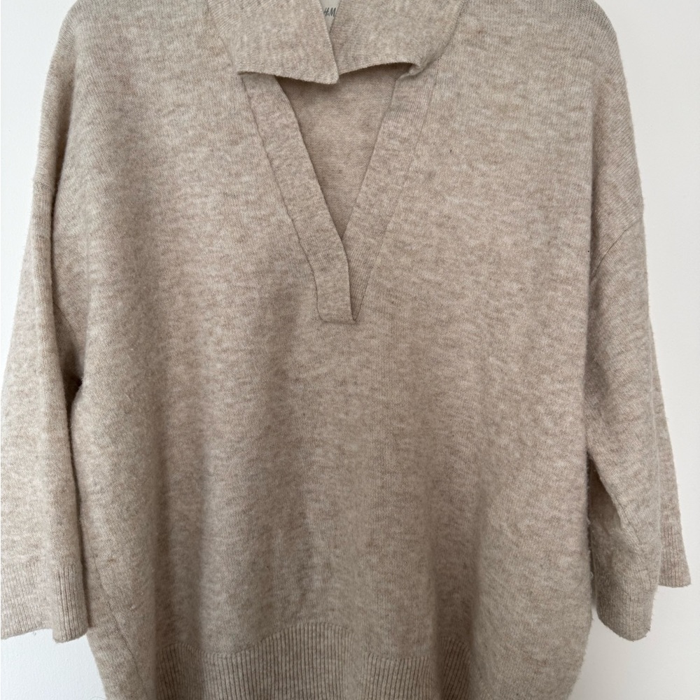 H&M Beige V-Neck Women's Sweater